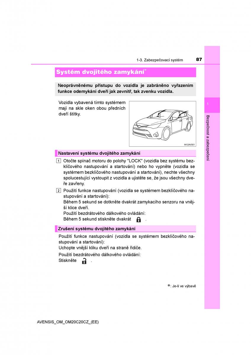 Toyota Avensis IV 4 navod k obsludze / page 87