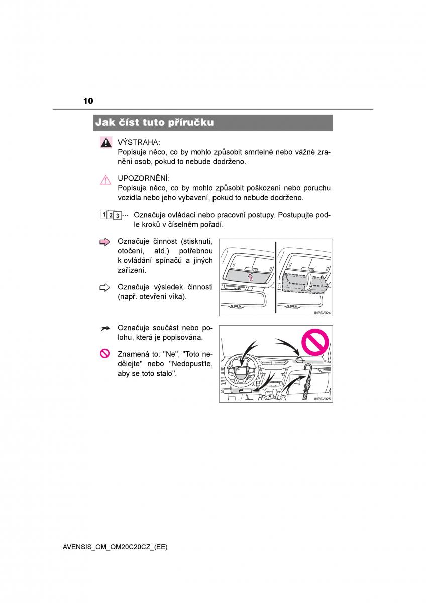 Toyota Avensis IV 4 navod k obsludze / page 10