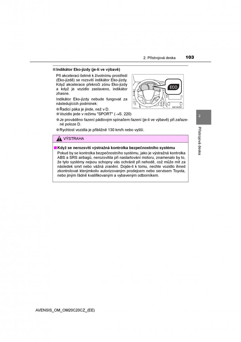 Toyota Avensis IV 4 navod k obsludze / page 103