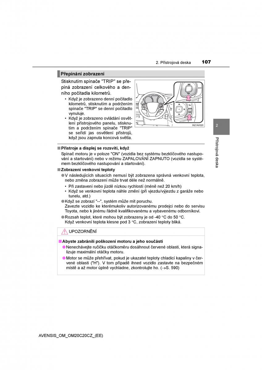 Toyota Avensis IV 4 navod k obsludze / page 107