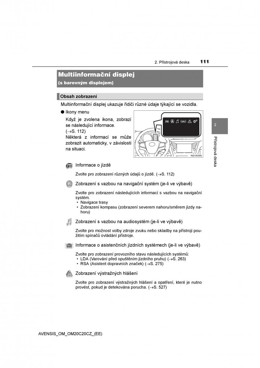 Toyota Avensis IV 4 navod k obsludze / page 111