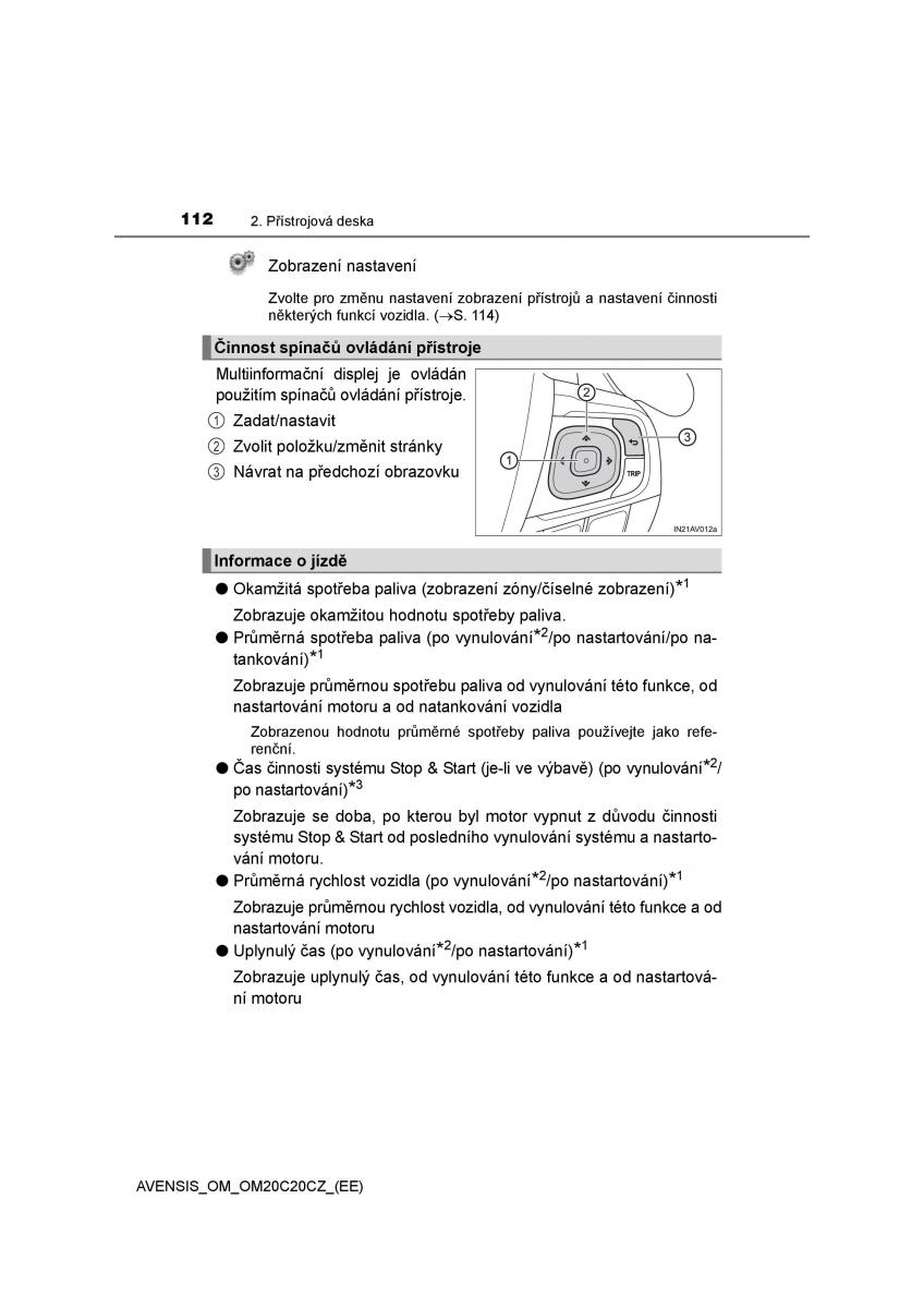 Toyota Avensis IV 4 navod k obsludze / page 112