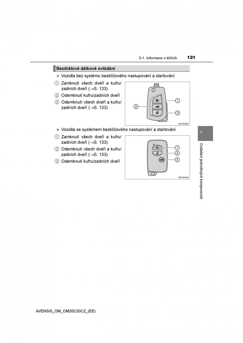 Toyota Avensis IV 4 navod k obsludze / page 121