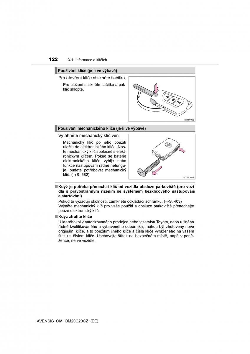 Toyota Avensis IV 4 navod k obsludze / page 122