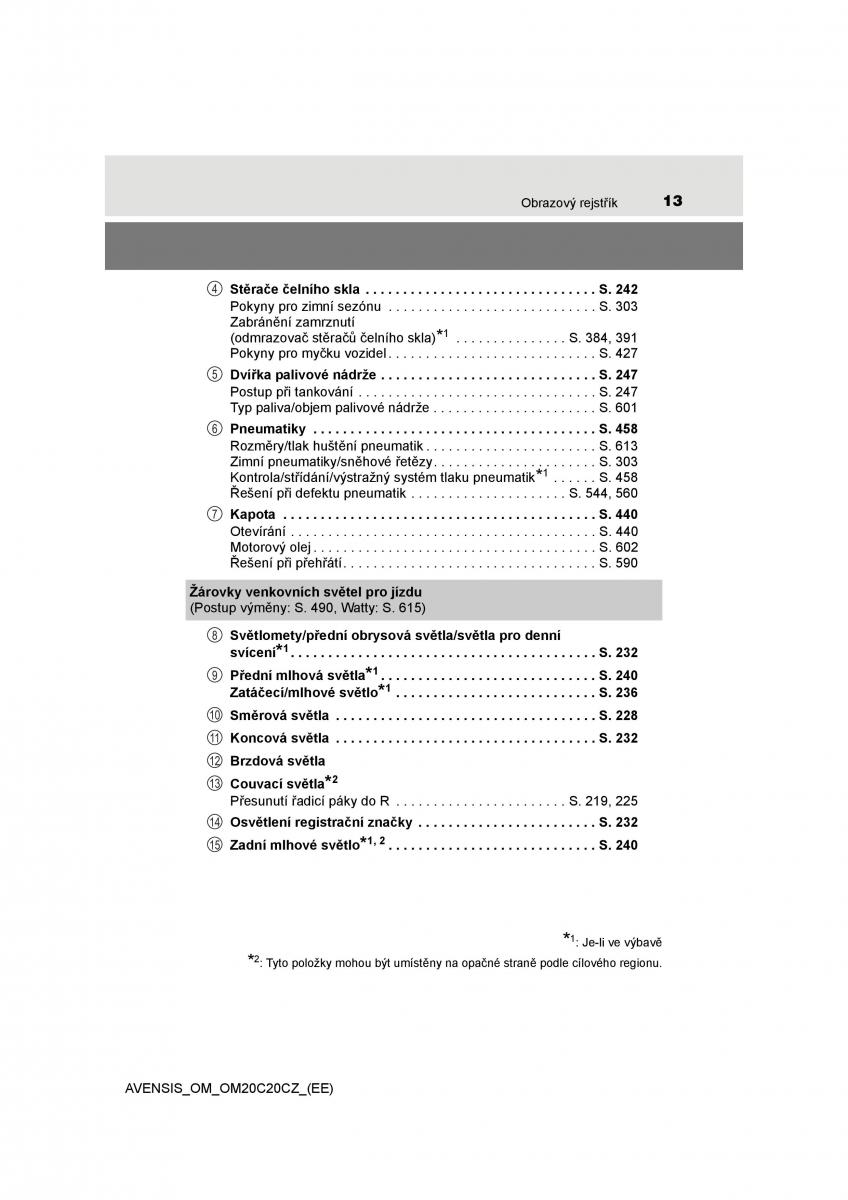 Toyota Avensis IV 4 navod k obsludze / page 13