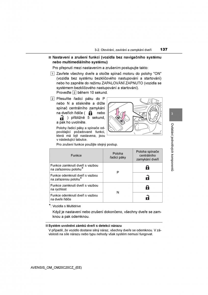 Toyota Avensis IV 4 navod k obsludze / page 137