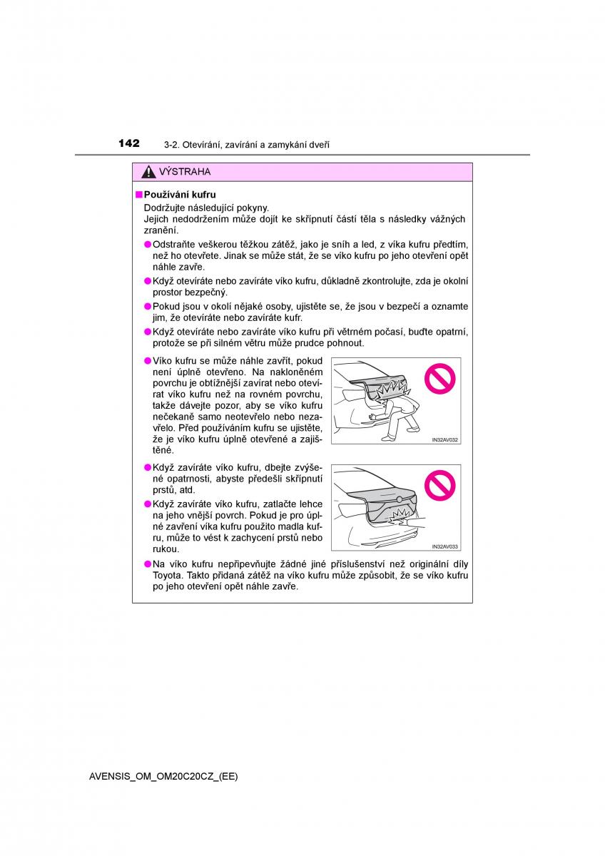 Toyota Avensis IV 4 navod k obsludze / page 142