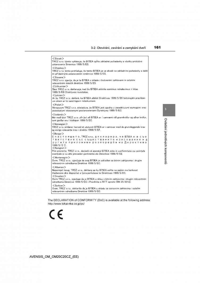 Toyota Avensis IV 4 navod k obsludze / page 161