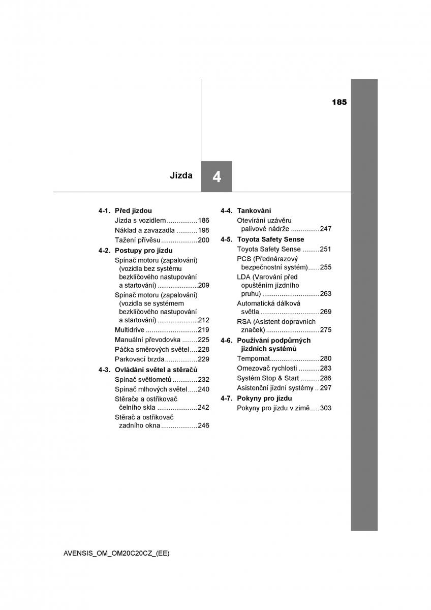 Toyota Avensis IV 4 navod k obsludze / page 185