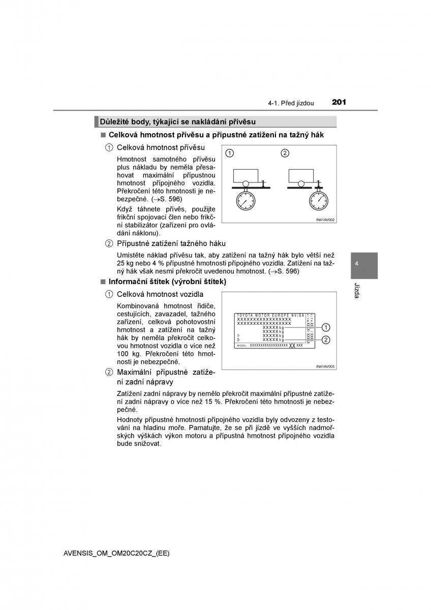 Toyota Avensis IV 4 navod k obsludze / page 201