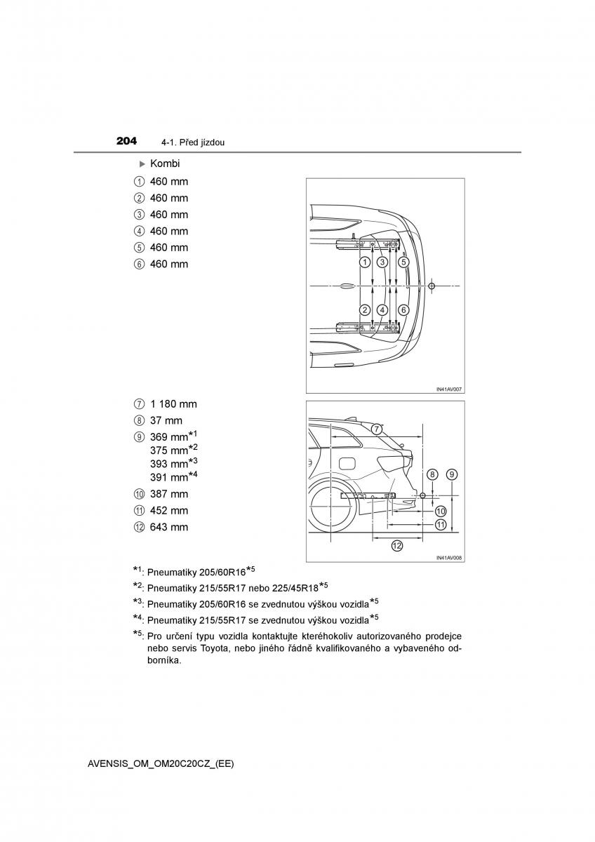 Toyota Avensis IV 4 navod k obsludze / page 204