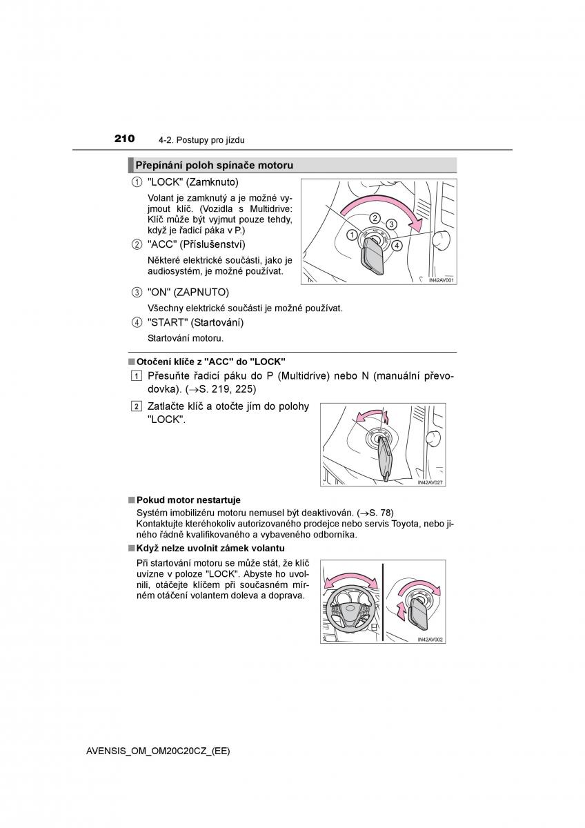 Toyota Avensis IV 4 navod k obsludze / page 210
