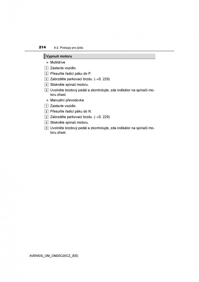 Toyota Avensis IV 4 navod k obsludze / page 214