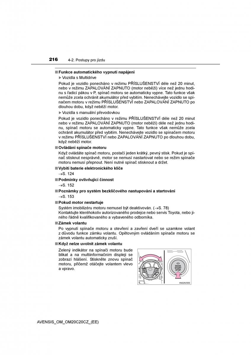 Toyota Avensis IV 4 navod k obsludze / page 216