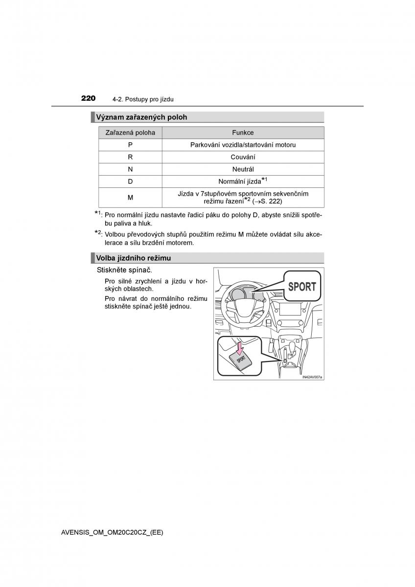 Toyota Avensis IV 4 navod k obsludze / page 220