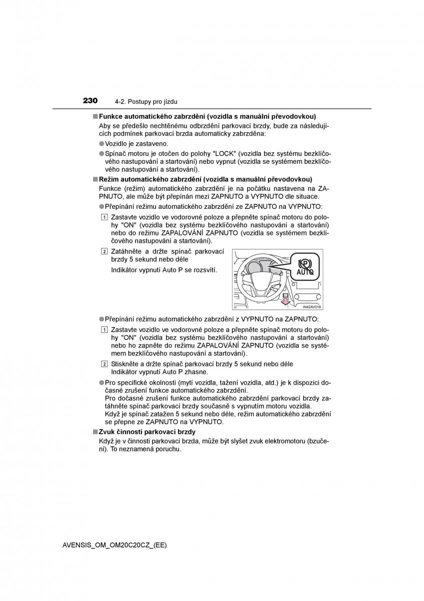 Toyota Avensis IV 4 navod k obsludze / page 230