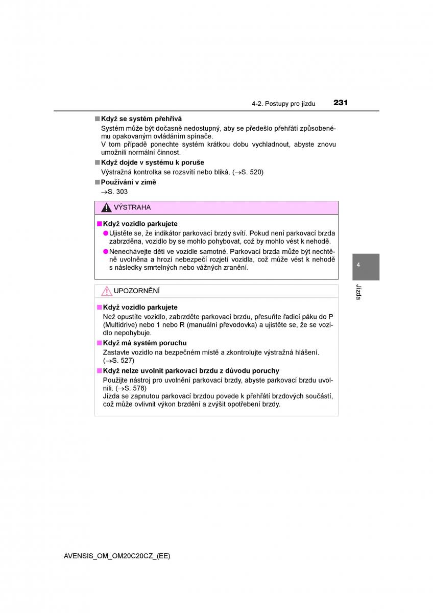 Toyota Avensis IV 4 navod k obsludze / page 231