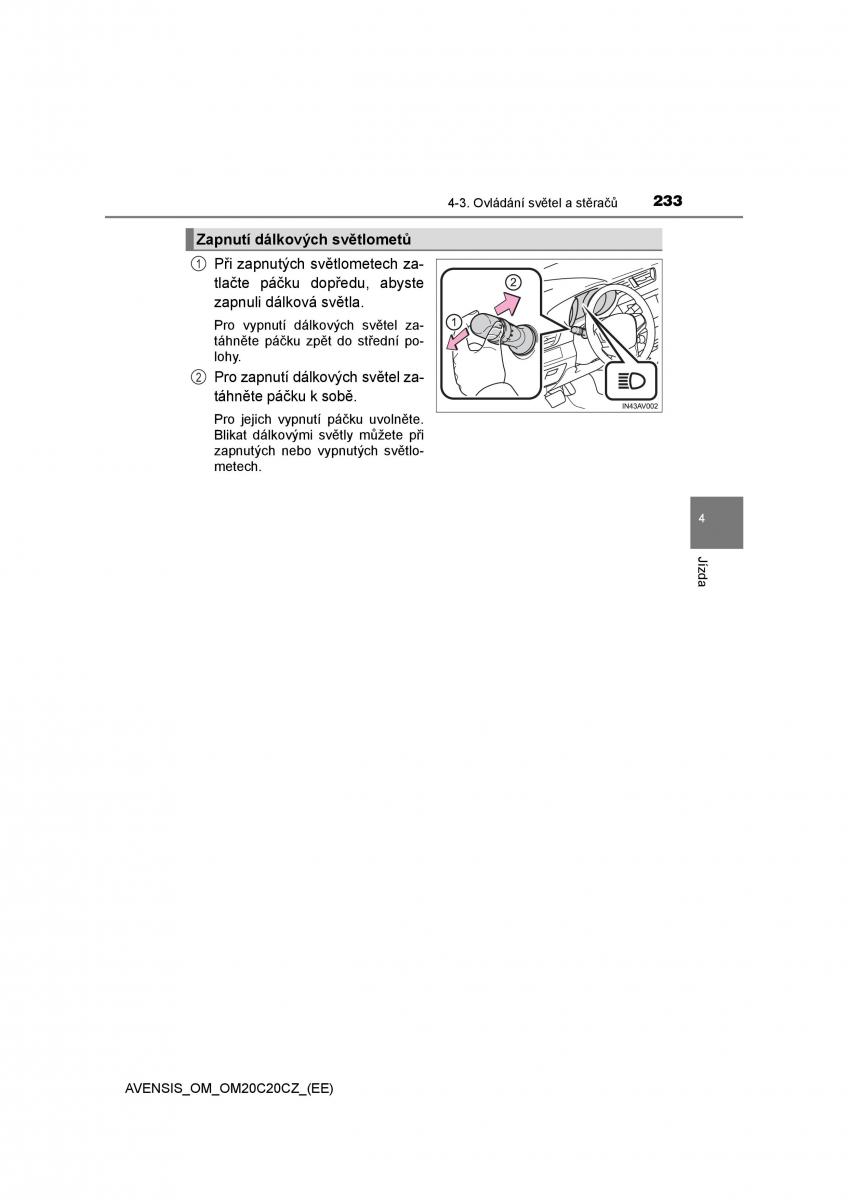 Toyota Avensis IV 4 navod k obsludze / page 233