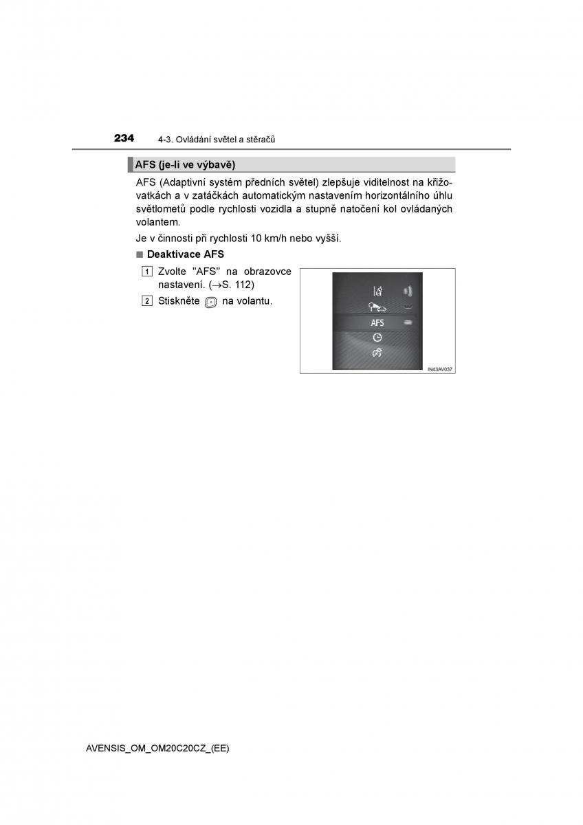 Toyota Avensis IV 4 navod k obsludze / page 234