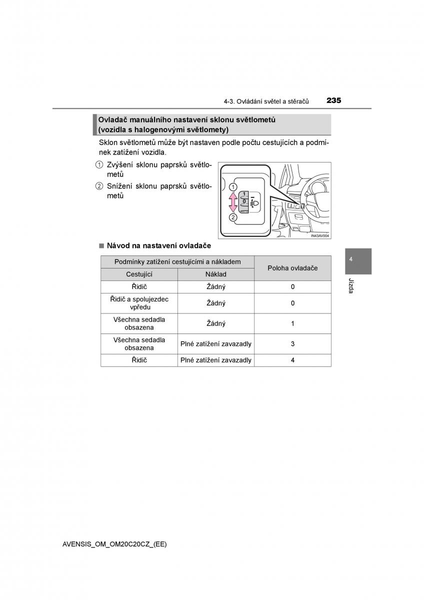 Toyota Avensis IV 4 navod k obsludze / page 235