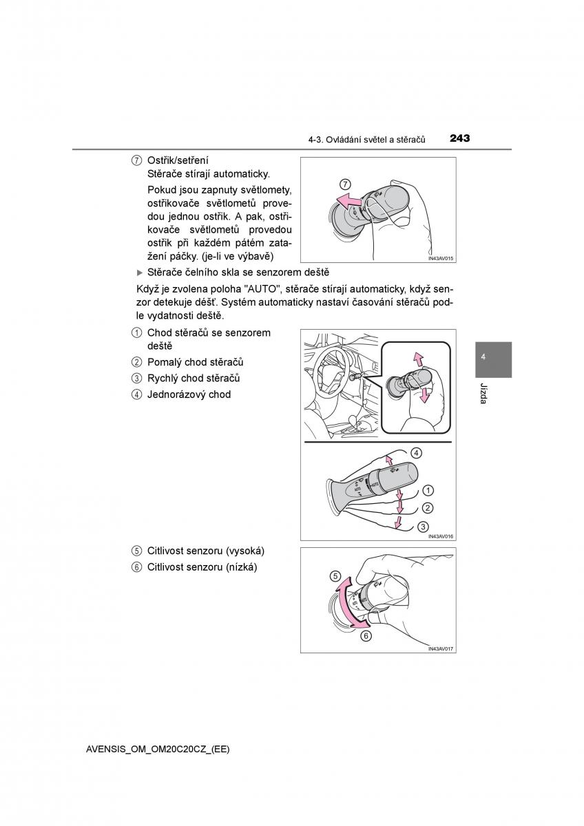 Toyota Avensis IV 4 navod k obsludze / page 243