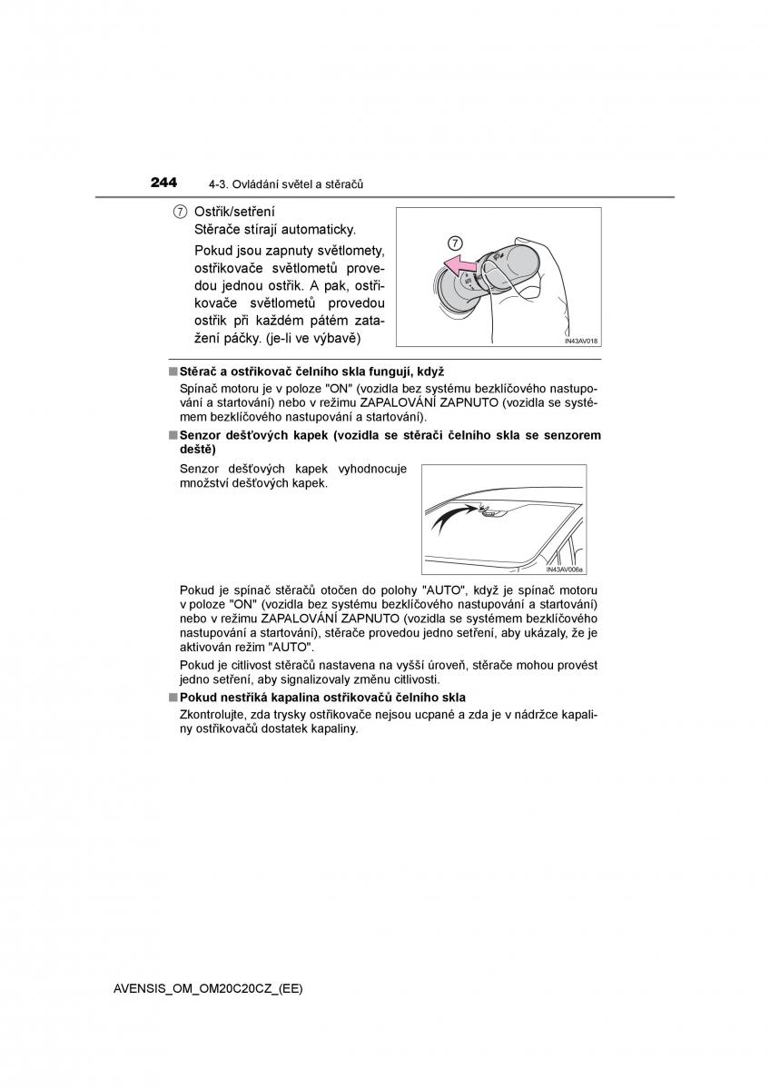 Toyota Avensis IV 4 navod k obsludze / page 244