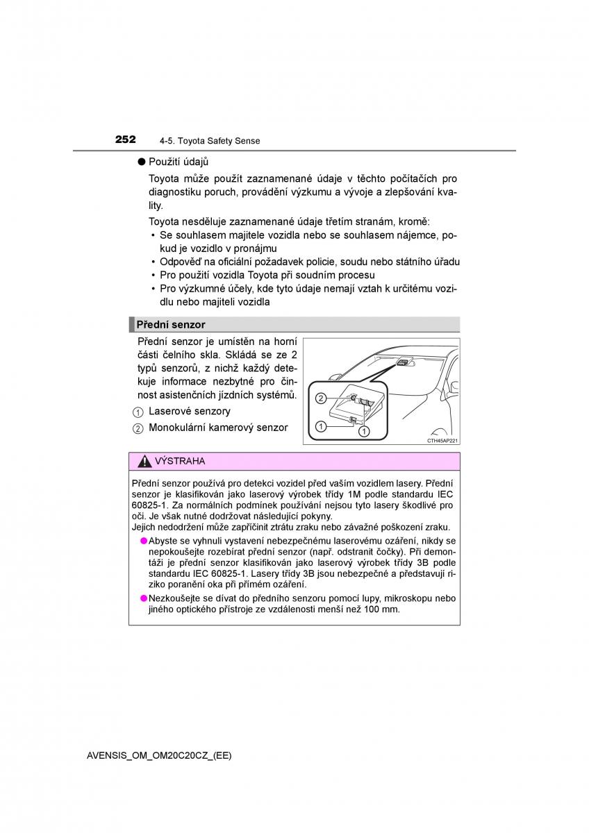 Toyota Avensis IV 4 navod k obsludze / page 252