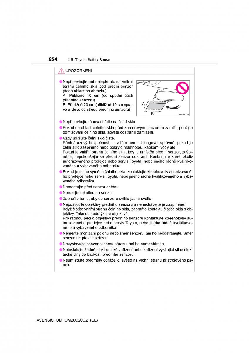 Toyota Avensis IV 4 navod k obsludze / page 254