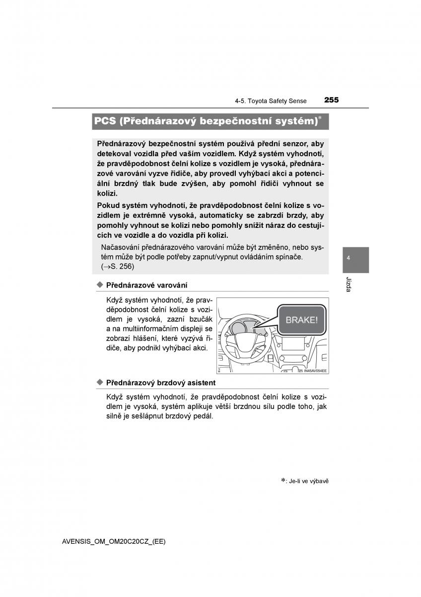 Toyota Avensis IV 4 navod k obsludze / page 255