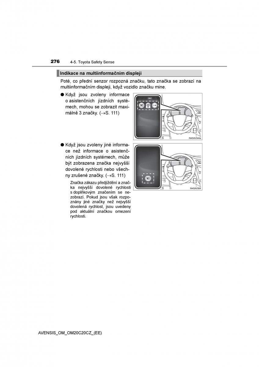 Toyota Avensis IV 4 navod k obsludze / page 276