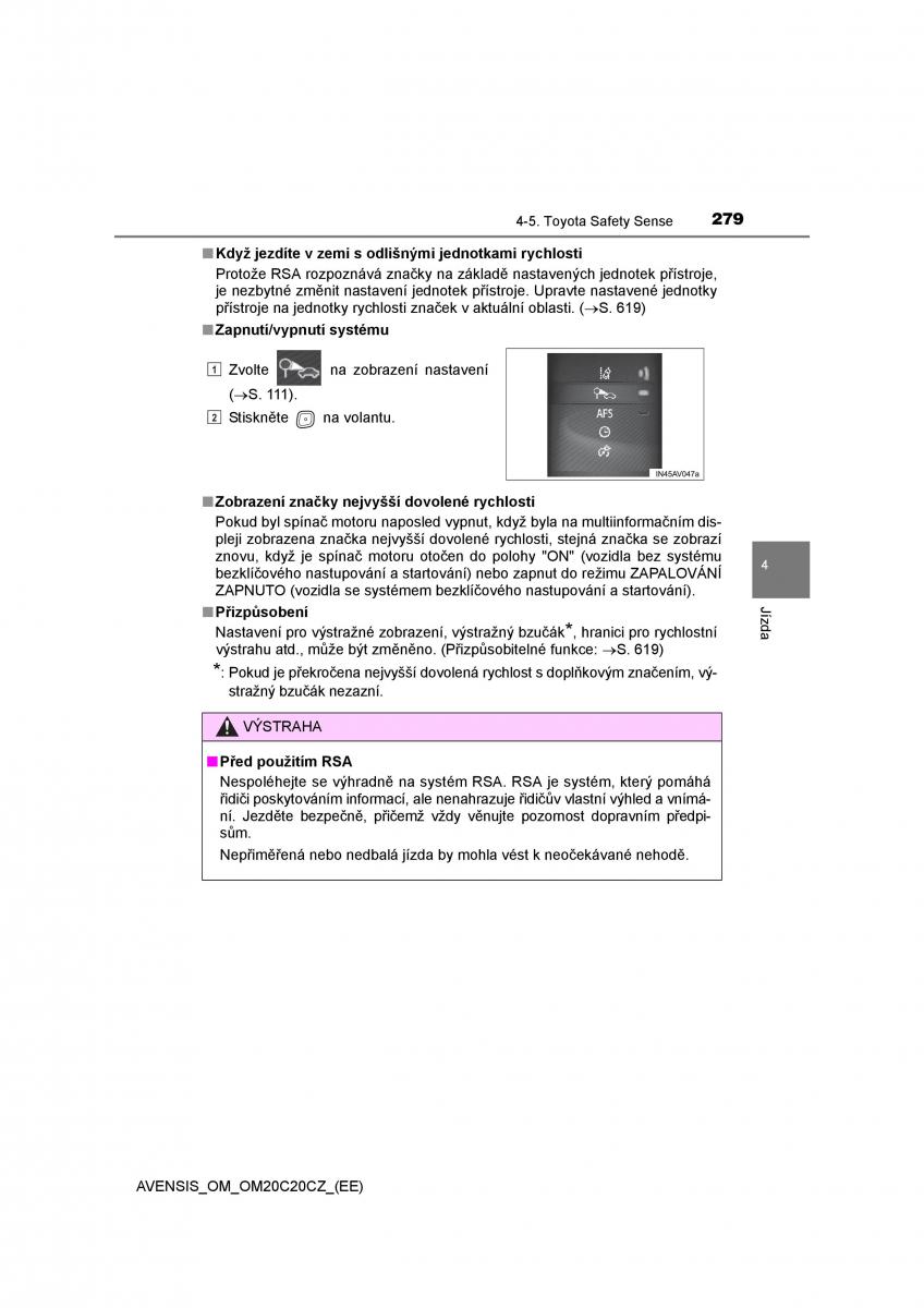 Toyota Avensis IV 4 navod k obsludze / page 279