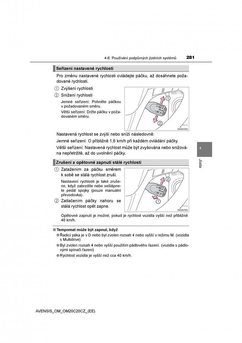 Toyota Avensis IV 4 navod k obsludze / page 281