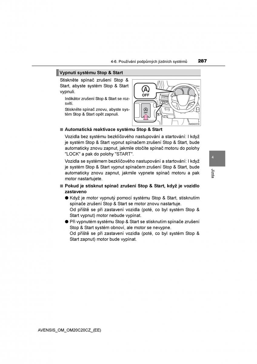 Toyota Avensis IV 4 navod k obsludze / page 287