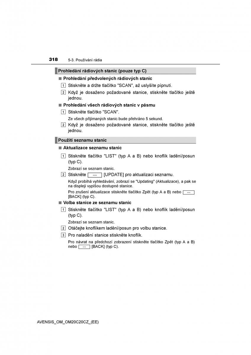 Toyota Avensis IV 4 navod k obsludze / page 318