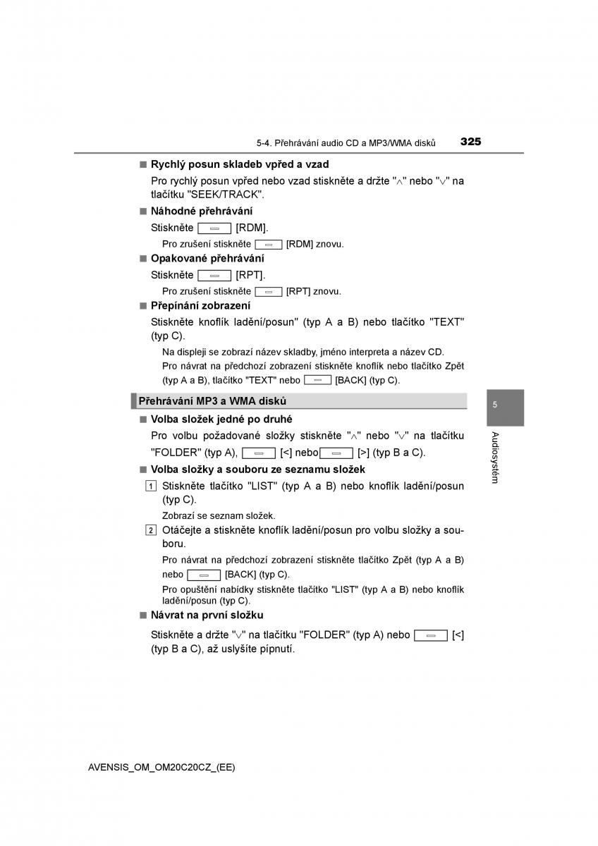 Toyota Avensis IV 4 navod k obsludze / page 325