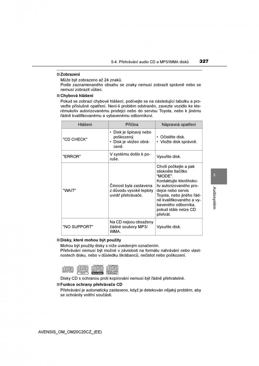 Toyota Avensis IV 4 navod k obsludze / page 327