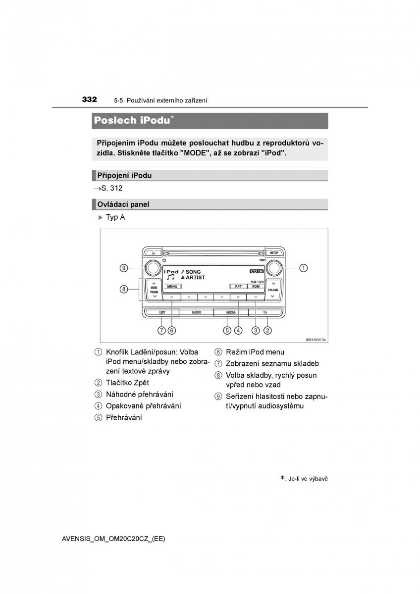 Toyota Avensis IV 4 navod k obsludze / page 332