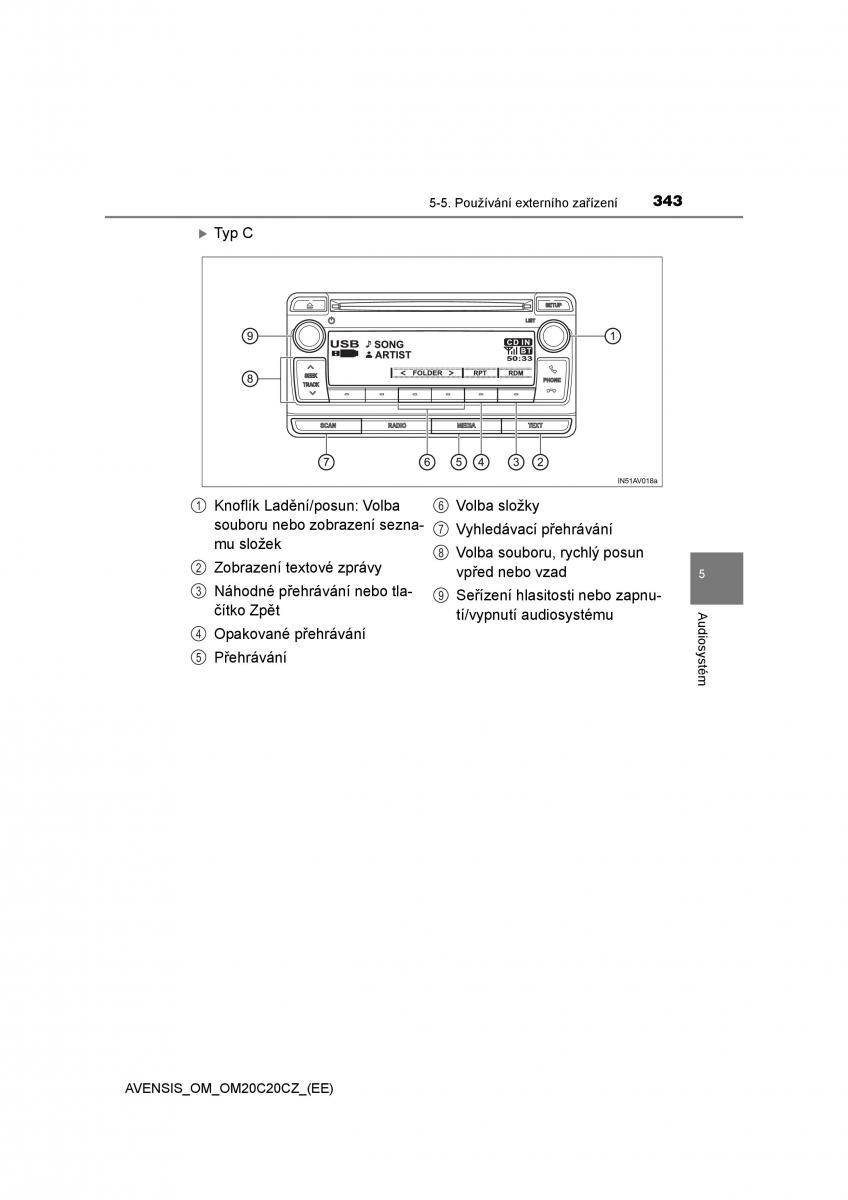 Toyota Avensis IV 4 navod k obsludze / page 343