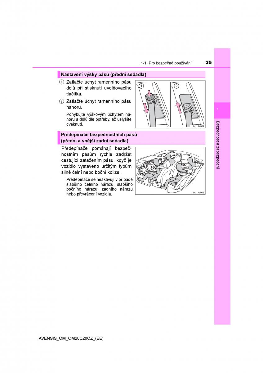 Toyota Avensis IV 4 navod k obsludze / page 35