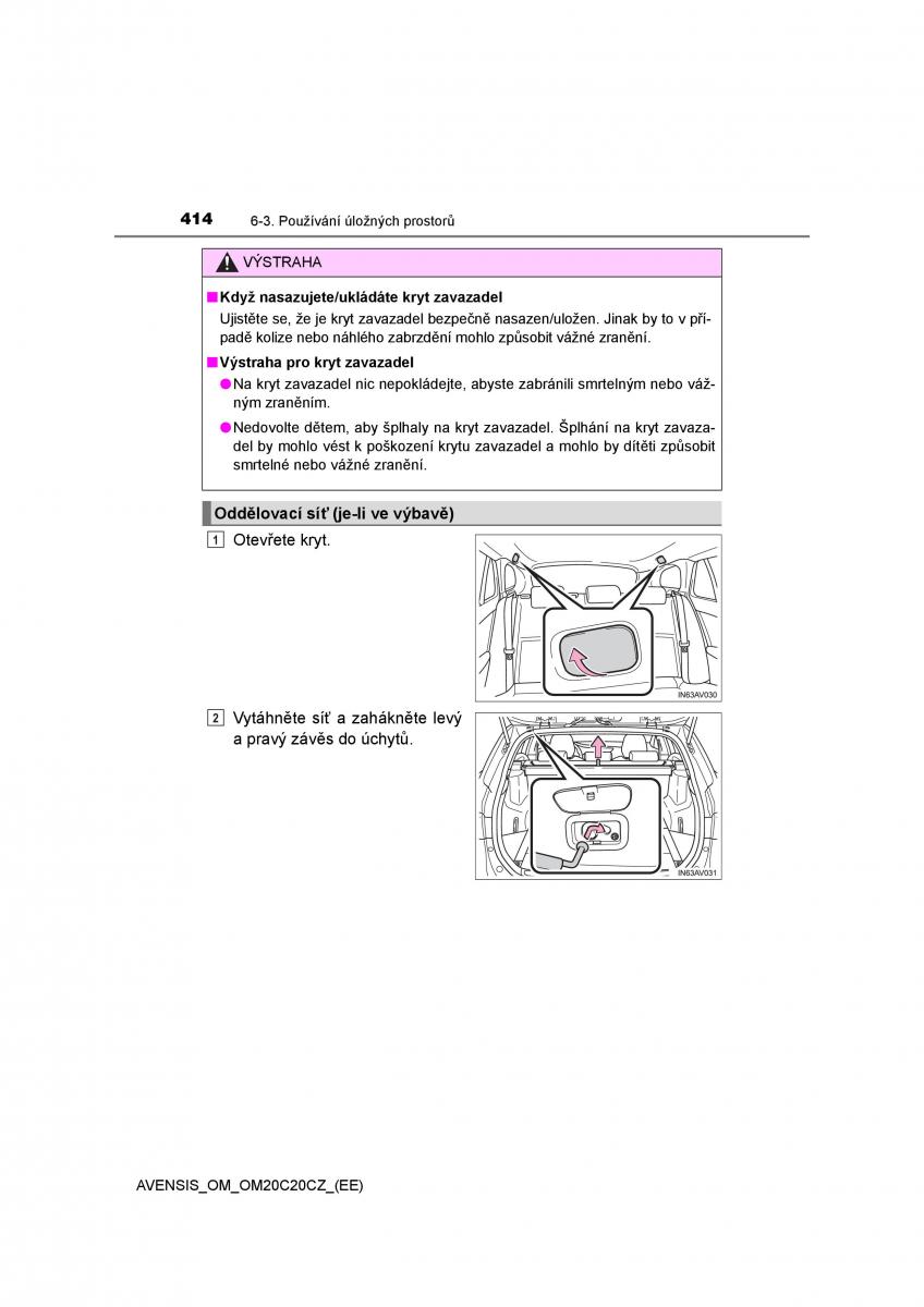 Toyota Avensis IV 4 navod k obsludze / page 414