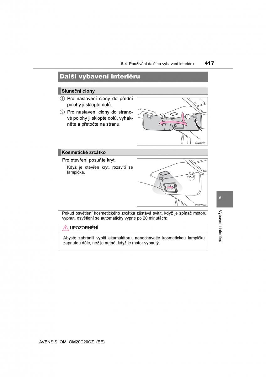 Toyota Avensis IV 4 navod k obsludze / page 417