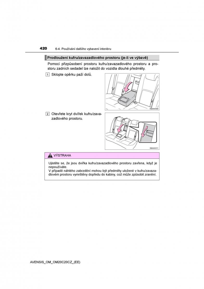 Toyota Avensis IV 4 navod k obsludze / page 420