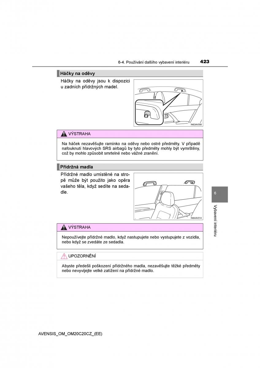 Toyota Avensis IV 4 navod k obsludze / page 423