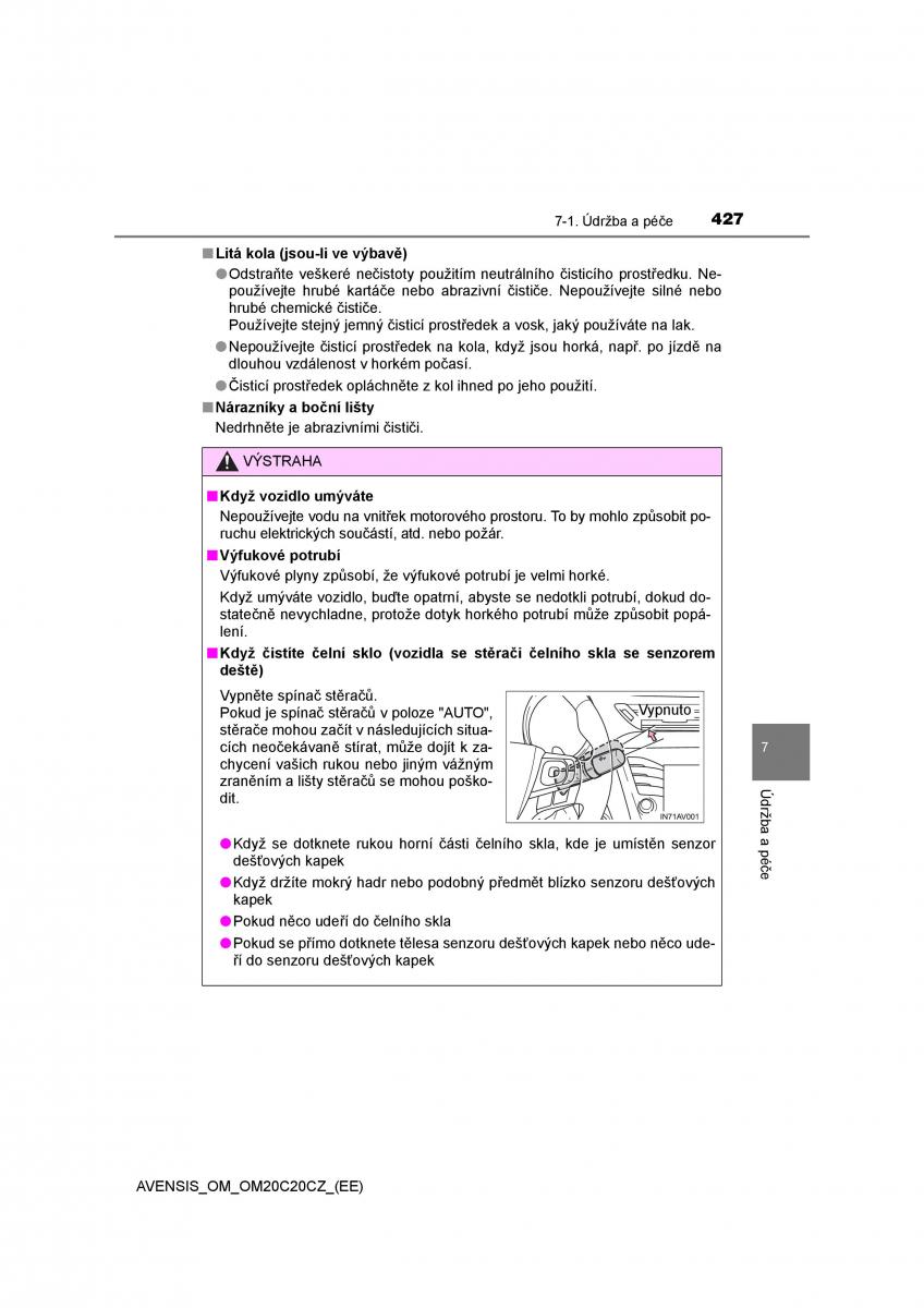 Toyota Avensis IV 4 navod k obsludze / page 427