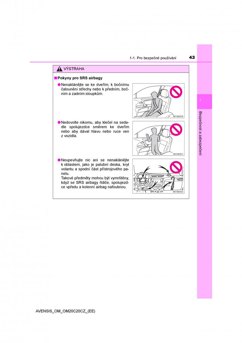 Toyota Avensis IV 4 navod k obsludze / page 43