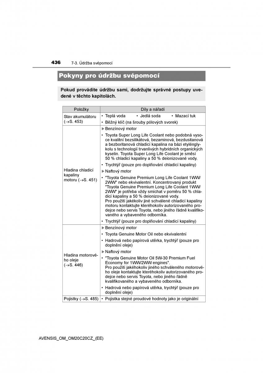 Toyota Avensis IV 4 navod k obsludze / page 436