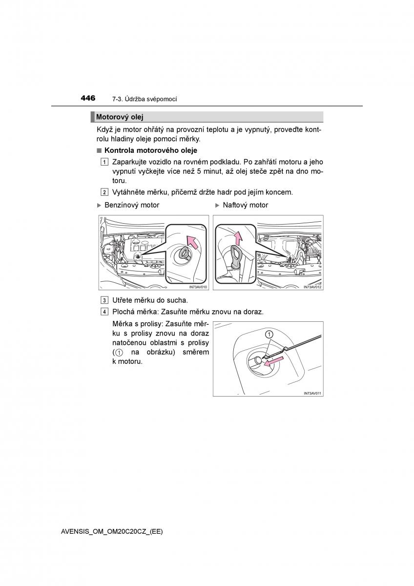 Toyota Avensis IV 4 navod k obsludze / page 446