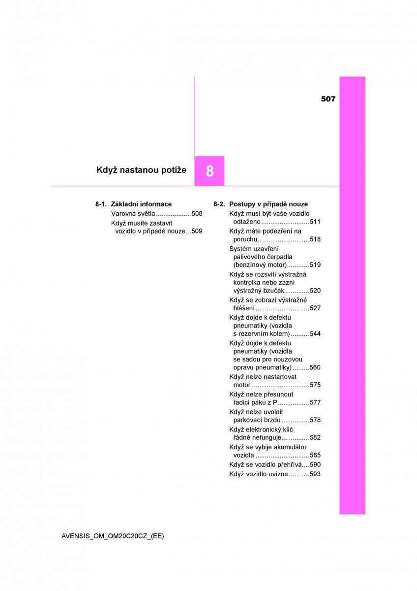 Toyota Avensis IV 4 navod k obsludze / page 507