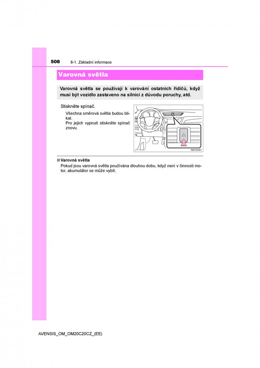 Toyota Avensis IV 4 navod k obsludze / page 508