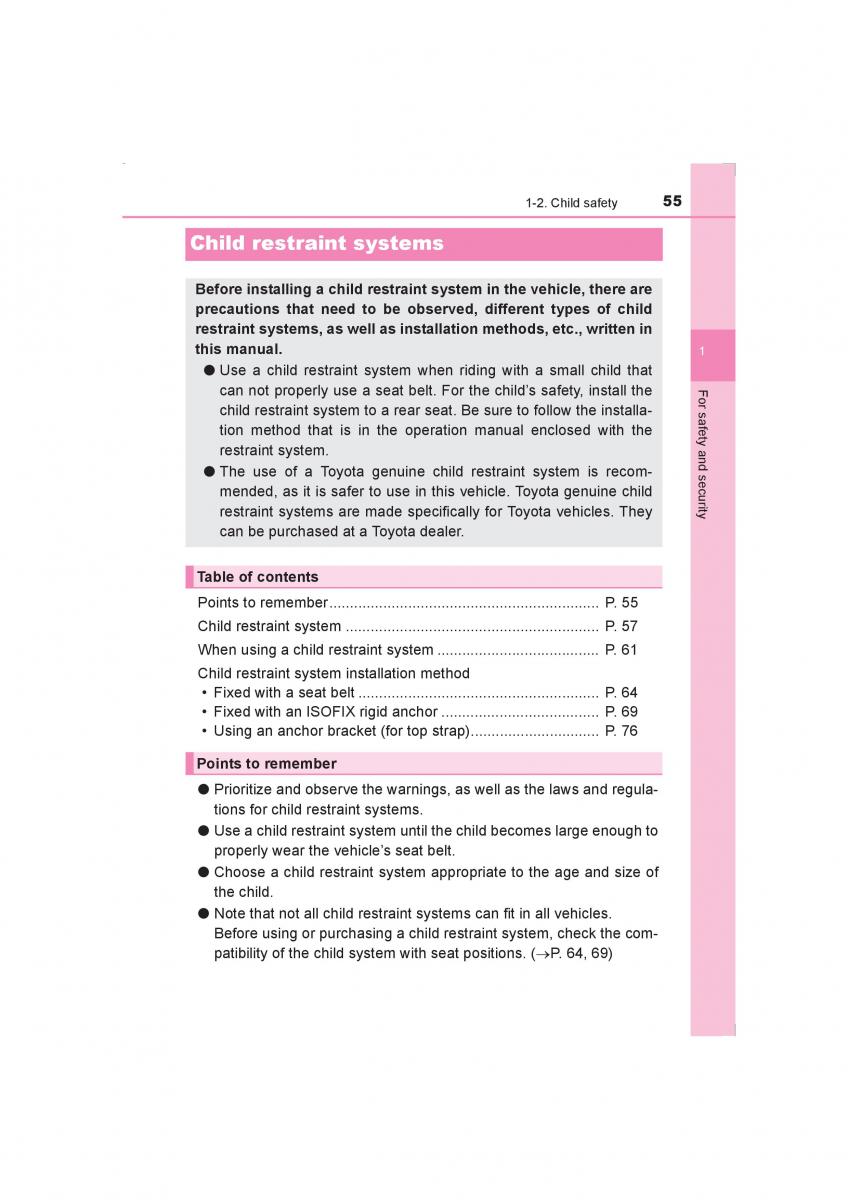 Toyota Avensis IV 4 owners manual / page 55